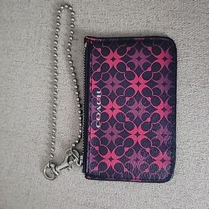 Coach Navy and Pink Card Wristlet